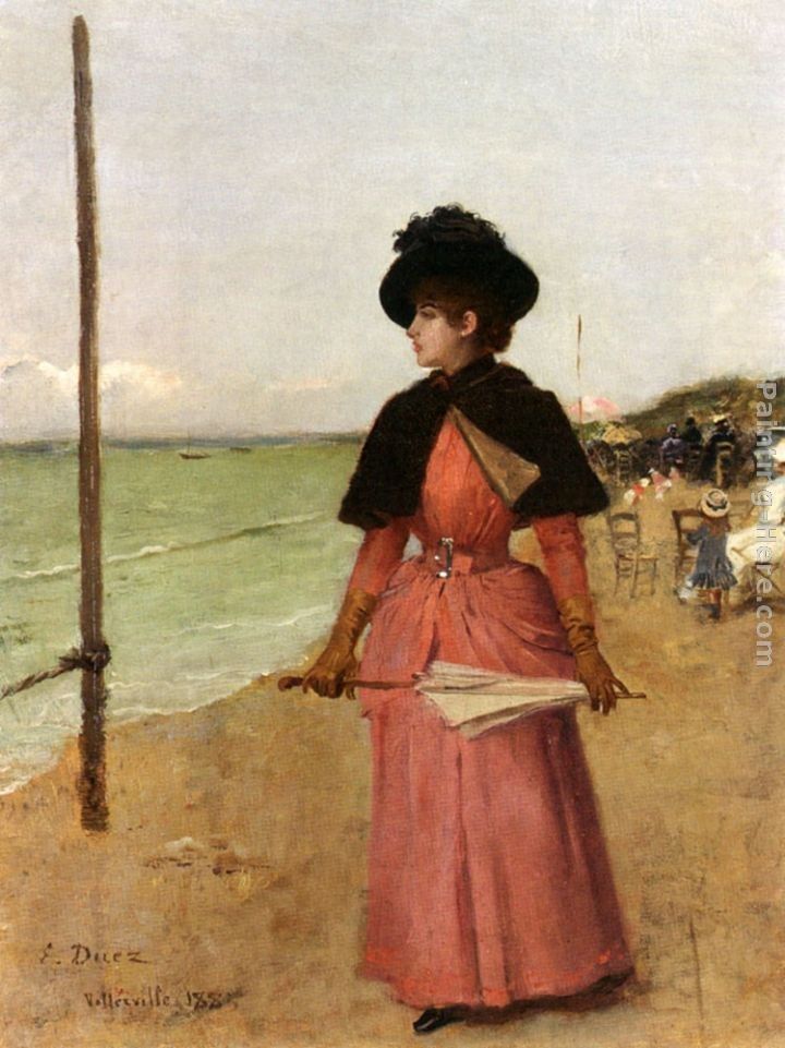 Ernest Ange Duez An Elegant Lady On The Beach